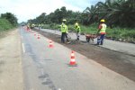 Travaux confortatifs sur la RN°3. 36% de travaux réalisés sur le Lot 3, Bekoko - Limbe - Idenau (93 km) 